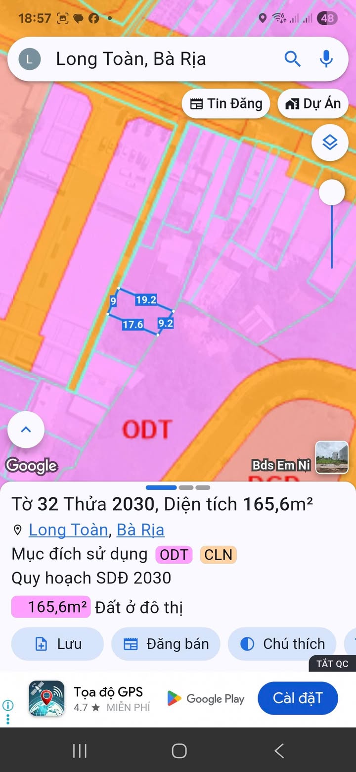 Đất nền trung tâm TP. Bà Rịa 165,6m² giá 2,5 tỷ - Tiềm năng đầu tư sinh lời!