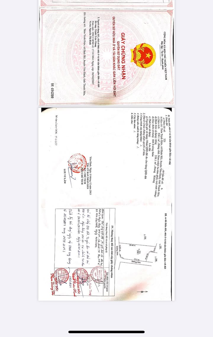 Đất thổ cư Yên Định 538m² - 2 mặt tiền, giá tốt cho đầu tư!