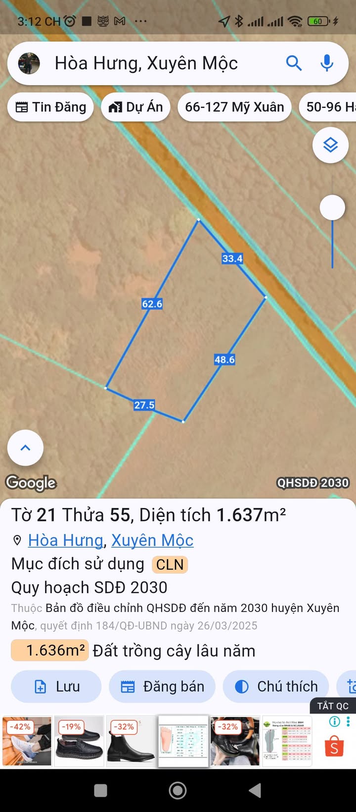 Đất nền Hoà Hội, Xuyên Mộc 1600m² giá 2 tỷ - Đầu tư sinh lời hấp dẫn!