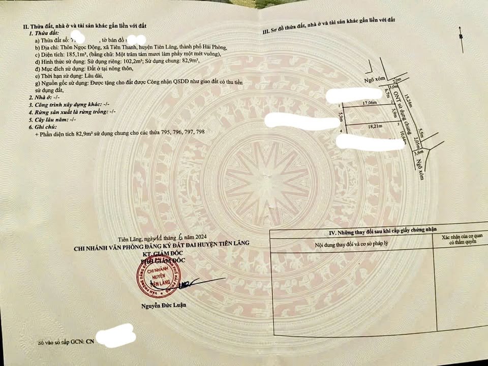 Đất nền Tiên Thanh - Tiên Lãng - Hải Phòng 102m² giá 1 tỷ - Mặt tiền 5.9m, ô tô vào tận nơi!