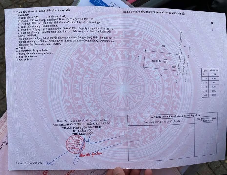 Đất nền Hòa Khánh Buôn Ma Thuột 220m² chỉ 750 triệu - Cơ hội đầu tư hấp dẫn!