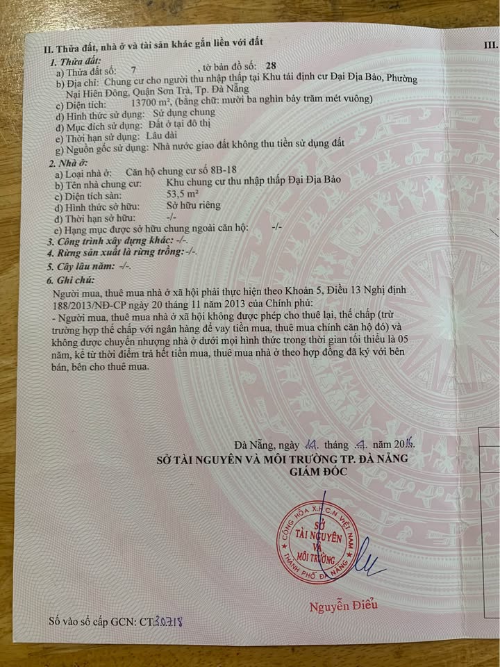 Chung cư Blue House, Đà Nẵng 53.5m² giá 2 tỷ - Sổ hồng chính chủ