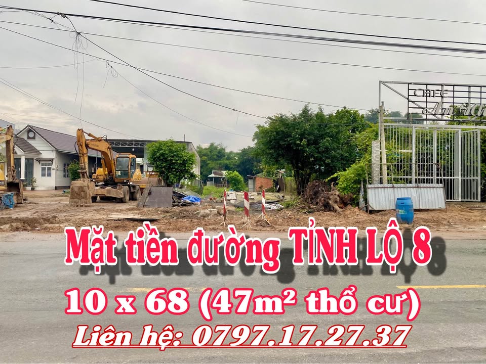Đất mặt tiền tỉnh lộ 8, xã Phước Vĩnh An, Củ Chi - Diện tích 680m², giá 10 tỷ!