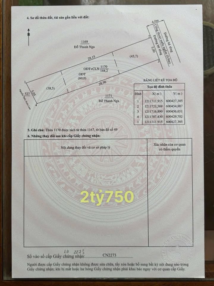 Đất thổ cư Phú Thọ Thủ Dầu Một 144m² giá 2.75 tỷ - Cơ hội đầu tư tuyệt vời!