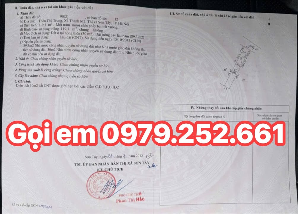 Đất nền 119m² tại phường Tùng Thiện, Sơn Tây chỉ 1 tỷ - Cơ hội đầu tư tuyệt vời!