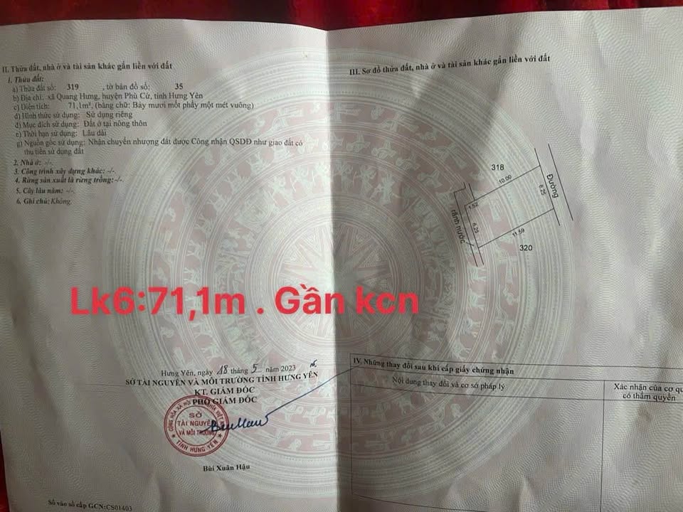 Đất nền Quang Hưng, Phù Cừ 71.1m² giá 600 triệu - Cơ hội hiếm có đầu tư!