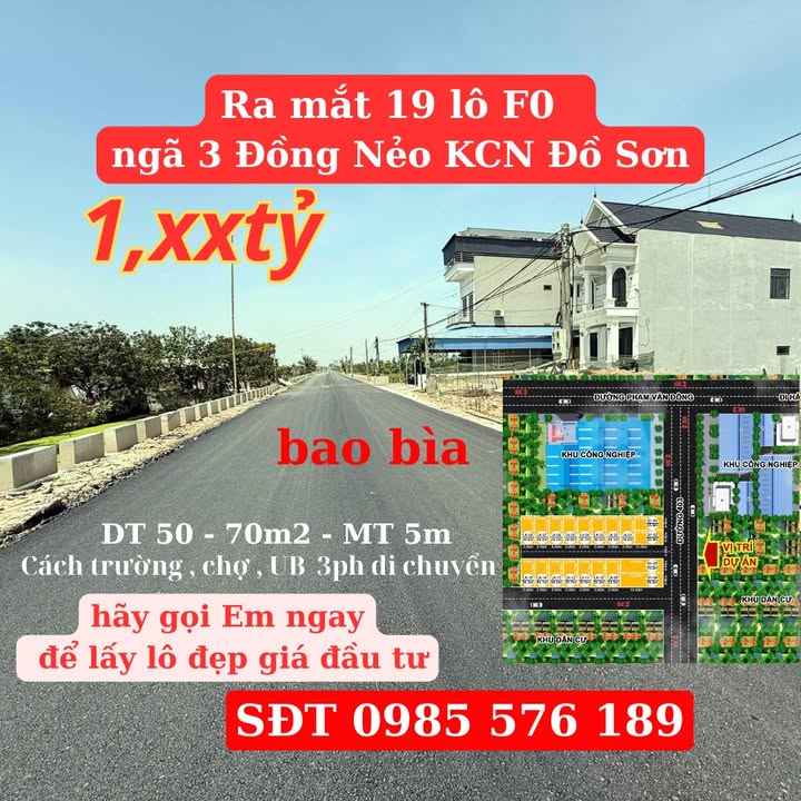 Đất nền dự án tại ngã ba Đồng Nẻo, KCN Đồ Sơn 55m² giá 1 tỷ - Cơ hội đầu tư hấp dẫn!
