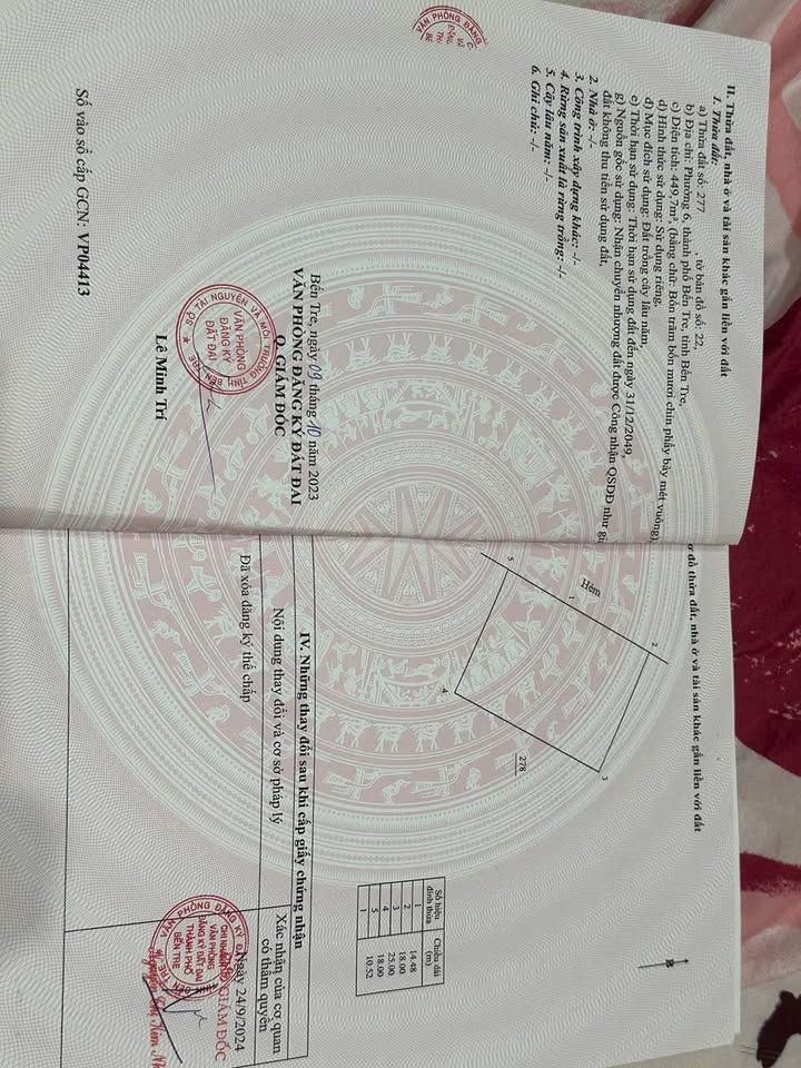 Đất nền Bến Tre 449m² giá 1.885 tỷ - Vị trí đẹp gần BV Nguyễn Đình Chiểu!