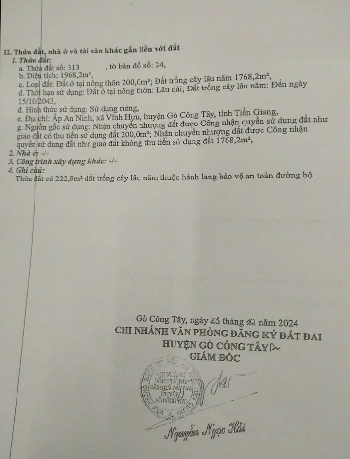 Nhà 2 mặt tiền tại ấp Phú Quới, xã Vĩnh Hựu, 589m² giá 1.8 tỷ - Thương lượng tốt!