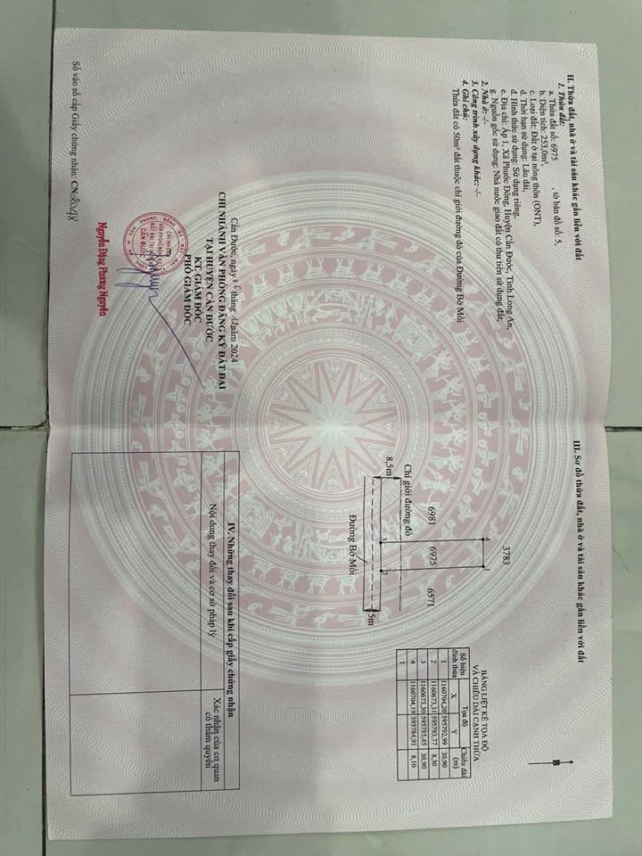 Đất thổ cư 240m² mặt tiền đường Đan, Phước Đông, Cần Đước - Giá chỉ 1,5 tỷ!