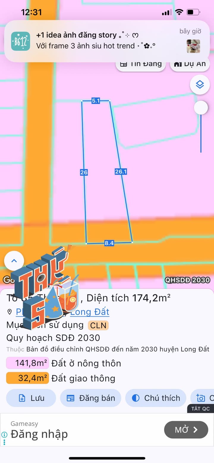 Đất nền Phước Thiện, Long Đất 174m² giá 1.55 tỷ - Pháp lý sạch, xây dựng tự do!