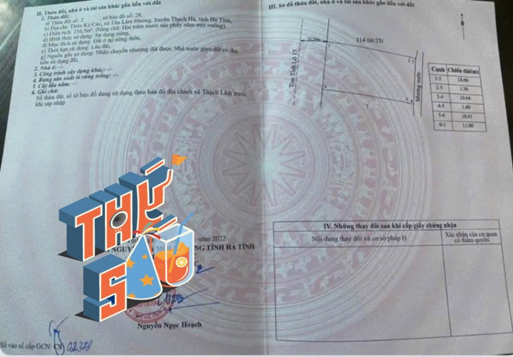 Đất nền Hương Khê 216m² giá 4.2 tỷ - Đầu tư sinh lời ngay!