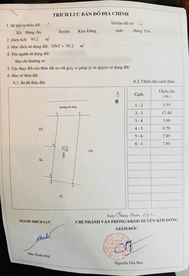 Đất ở Hùng An, Kim Động, Hưng Yên 93m² giá chỉ 1,2 tỷ - Vị trí đắc địa, pháp lý rõ ràng!