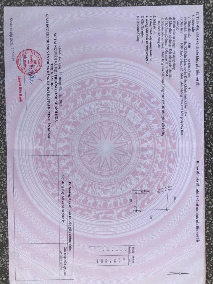 Đất nền Diên Lâm, Diên Khánh 1.000m² giá 790 triệu - Sổ hồng riêng, đầu tư sinh lời!