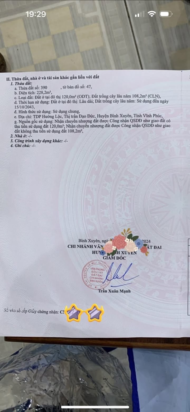 Lô đất tặng nhà xưởng tại Đạo Đức, Bình Xuyên 228m² - Cách QL2 chỉ 150m!