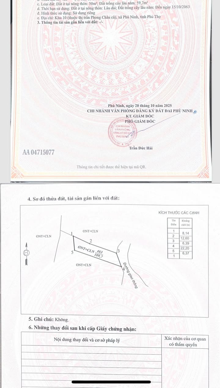 Đất thổ cư Phong Châu, Phù Ninh 110m² - Giá chỉ 7xx triệu, cơ hội đầu tư tuyệt vời!