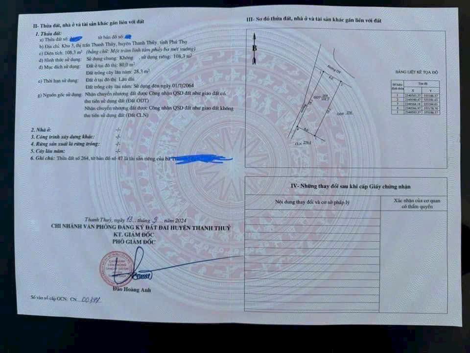 Đất nền 108m² tại Thanh Thủy - Giá chỉ 2 tỷ - Đầu tư sinh lời hấp dẫn!