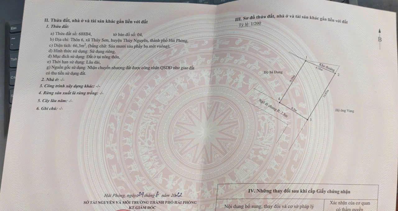 Đất nền Thủy Sơn, Thủy Nguyên 66m² giá chỉ 1.6 tỷ - Tiện ích đầy đủ, vị trí thuận lợi!