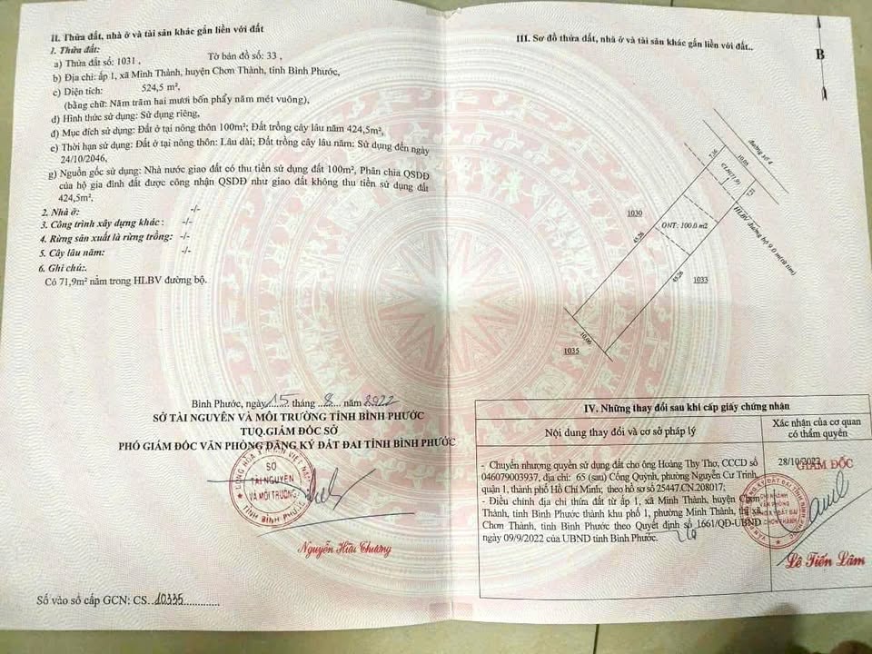 Đất thổ cư Minh Thành, Chơn Thành 5200m² giá chỉ 1 tỷ - Cơ hội đầu tư tuyệt vời!