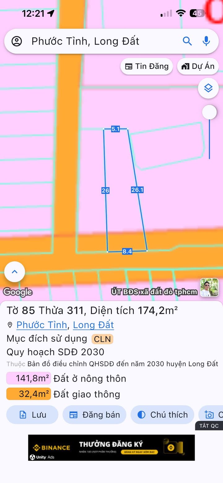 Đất nền Phước Tỉnh, Long Hải 174m² giá 1.55 tỷ - Đường bê tông ô tô vào tận nơi!