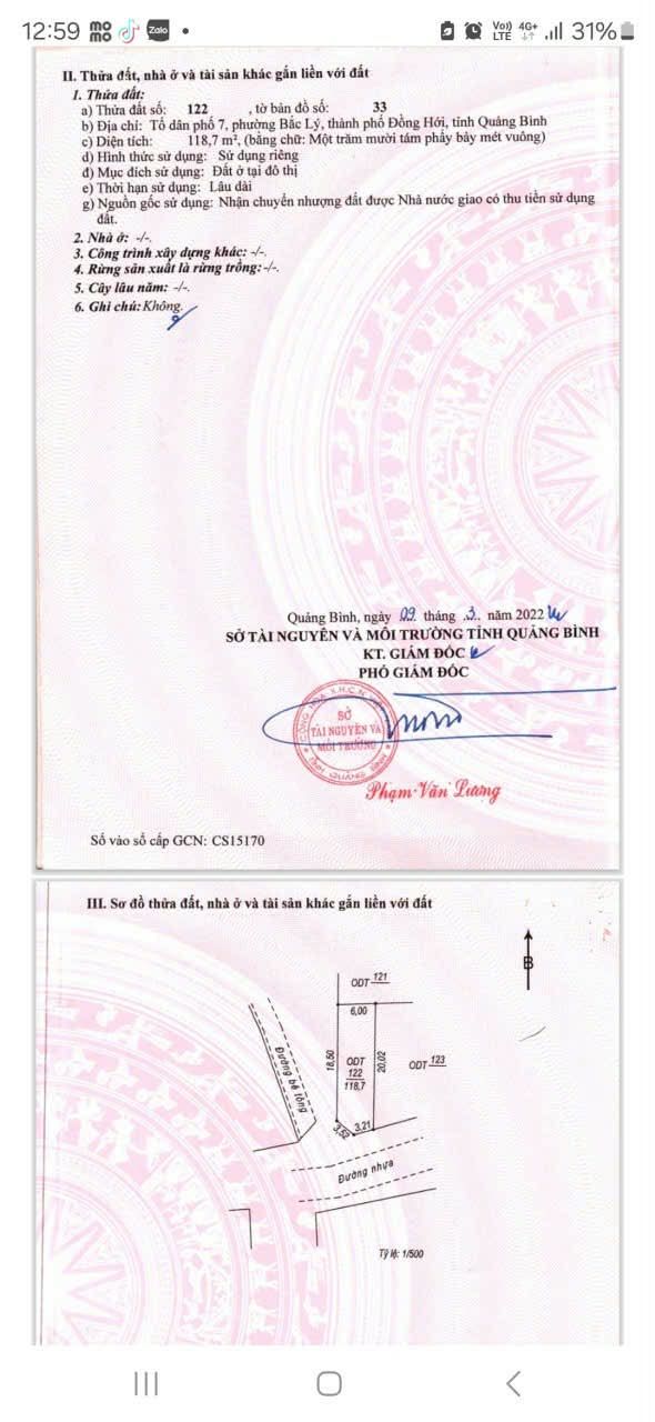 Lô đất 2 mặt tiền Bắc Lý, Đồng Hới 118.7m² giá chỉ 1.33 tỷ - Đầu tư sinh lời!