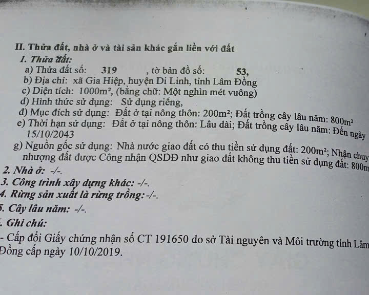 Bán lô đất Gia Hiệp, Di Linh 1000m², giá chỉ 2 tỷ - View hồ tuyệt đẹp!