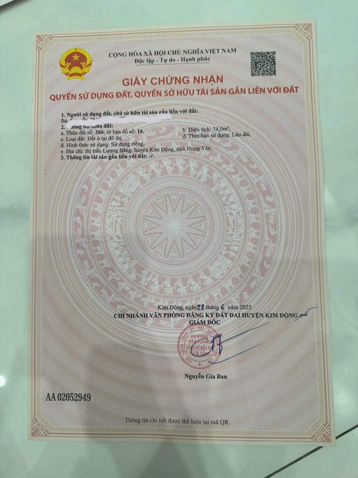 Đất nền Lương Bằng, Kim Động 74m² giá 1 tỷ - Cơ hội vàng cho gia đình trẻ!