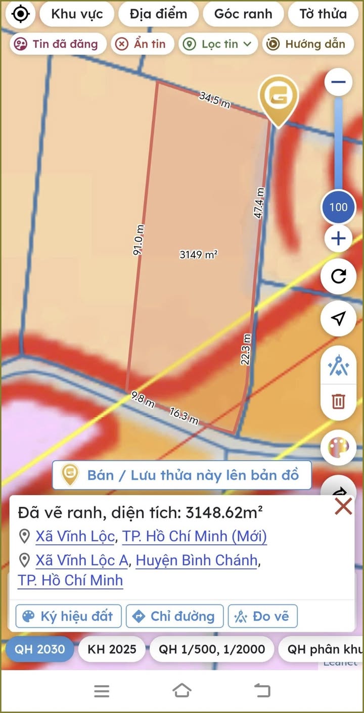 Đất lô góc mặt tiền Lê Thị Dung Vĩnh Lộc A 3133m² giá 21 tỷ - Cơ hội đầu tư hiếm có!