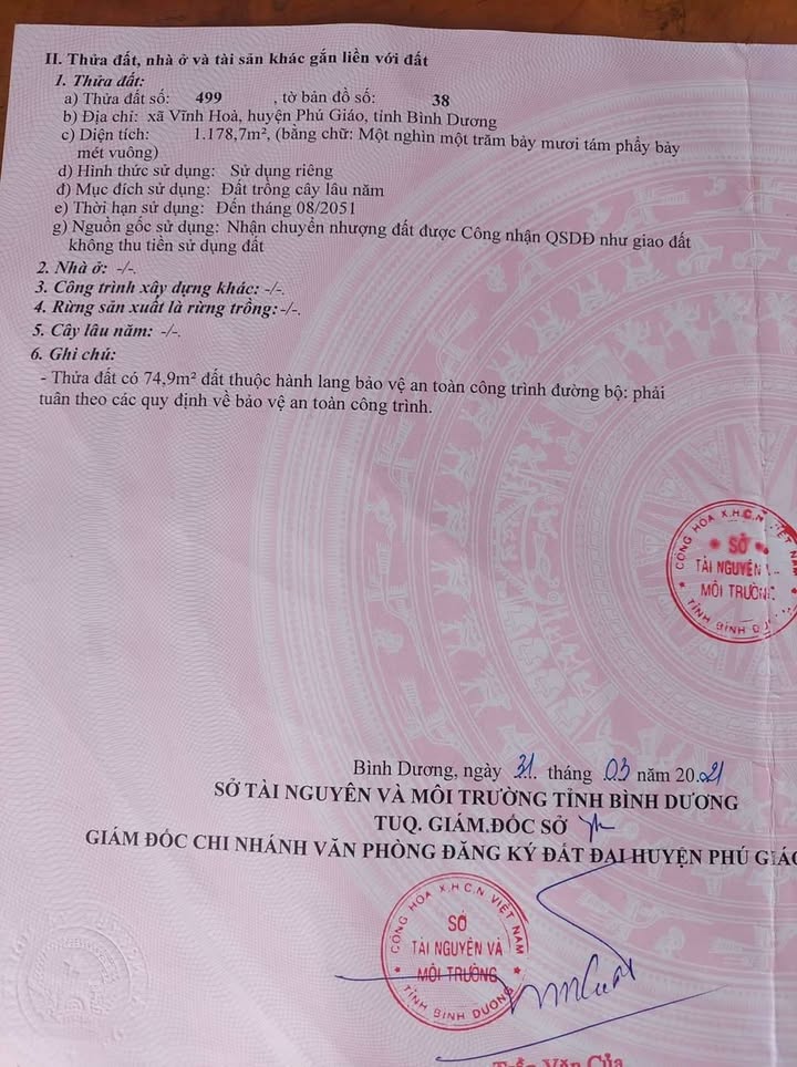 Đất nền Vĩnh Hòa, Phú Giáo 1179m² giá 1.25 tỷ - Tiềm năng đầu tư cao!