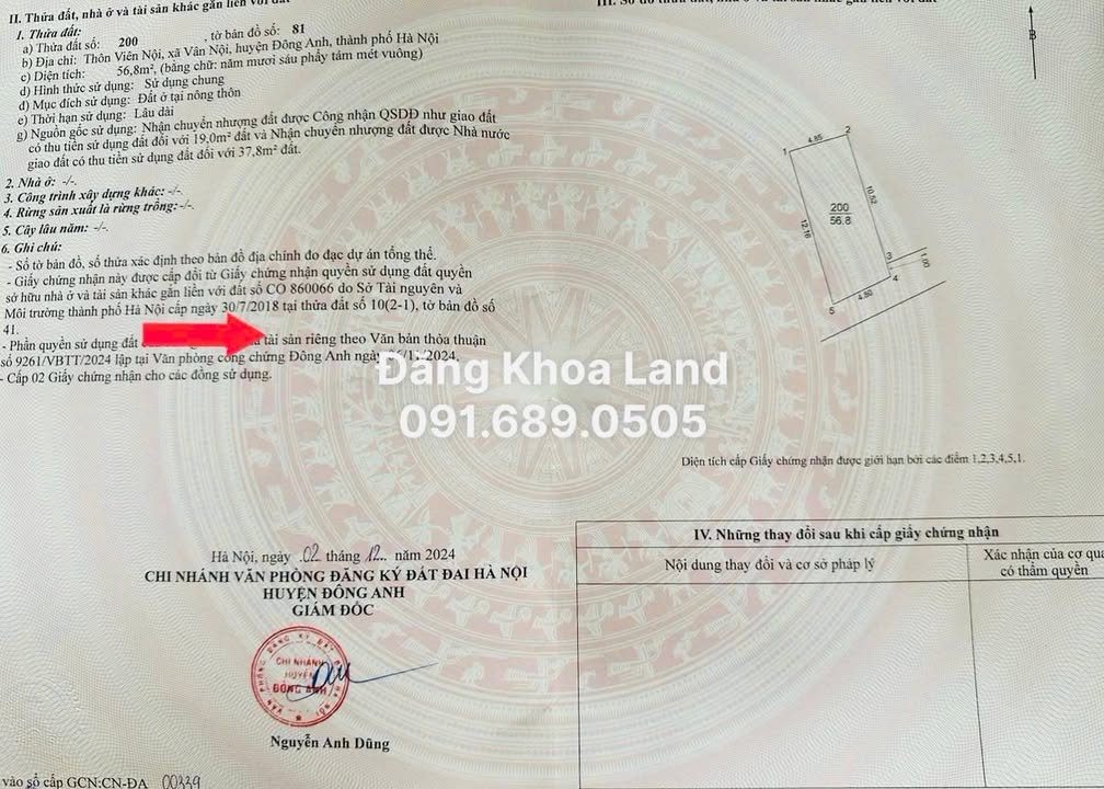 Lô đất đẹp 56.8m² tại Phúc Thịnh - Giá chỉ 6 tỷ, pháp lý sạch sẽ!