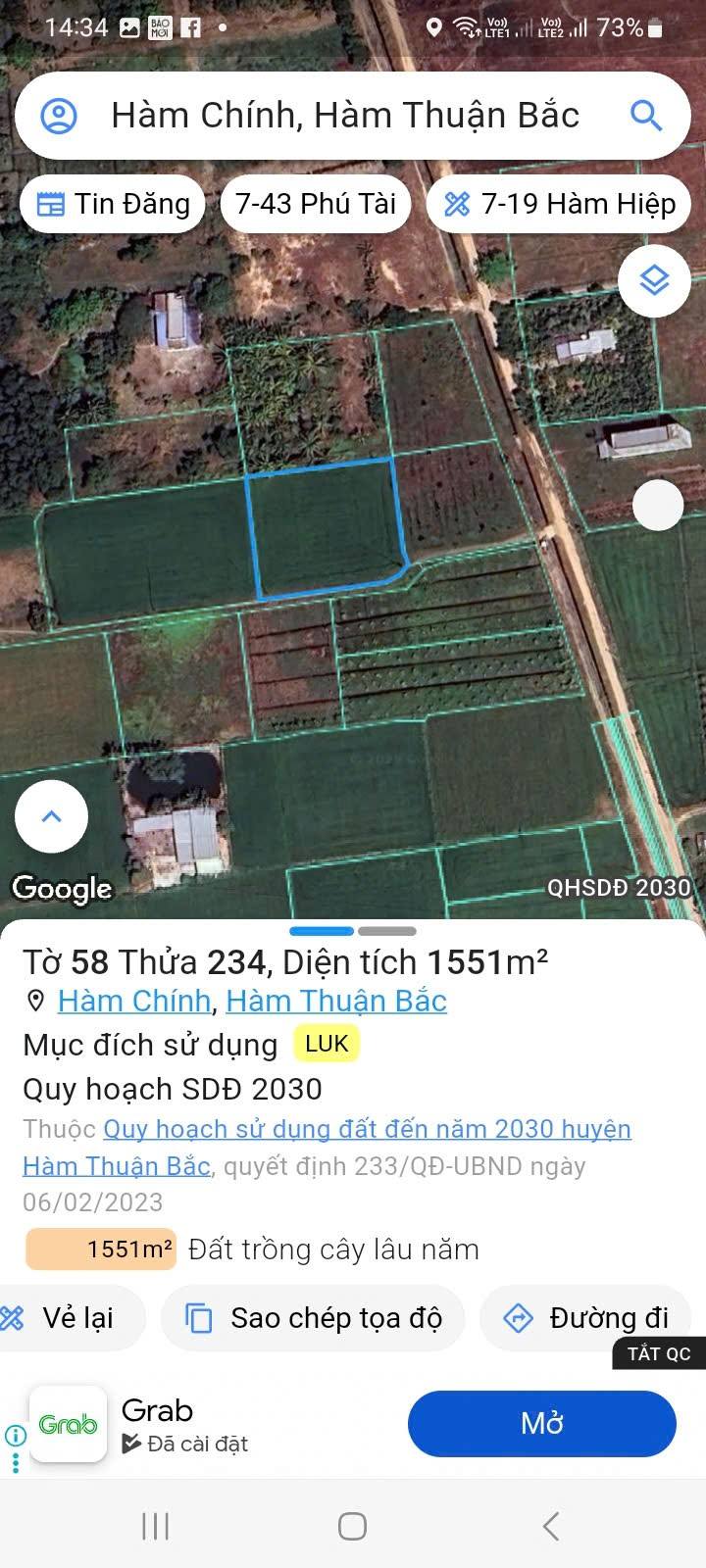 Đất vườn Ninh Thuận, Hàm Liêm 1551m² giá 450 triệu - Cơ hội đầu tư sinh lời!