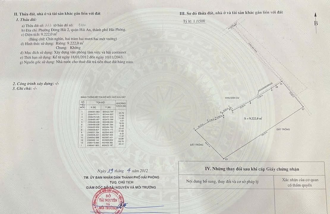 Đất xây dựng văn phòng và bãi xe tại Đông Hải 2, An Dương - Diện tích 9222m², giá thỏa thuận