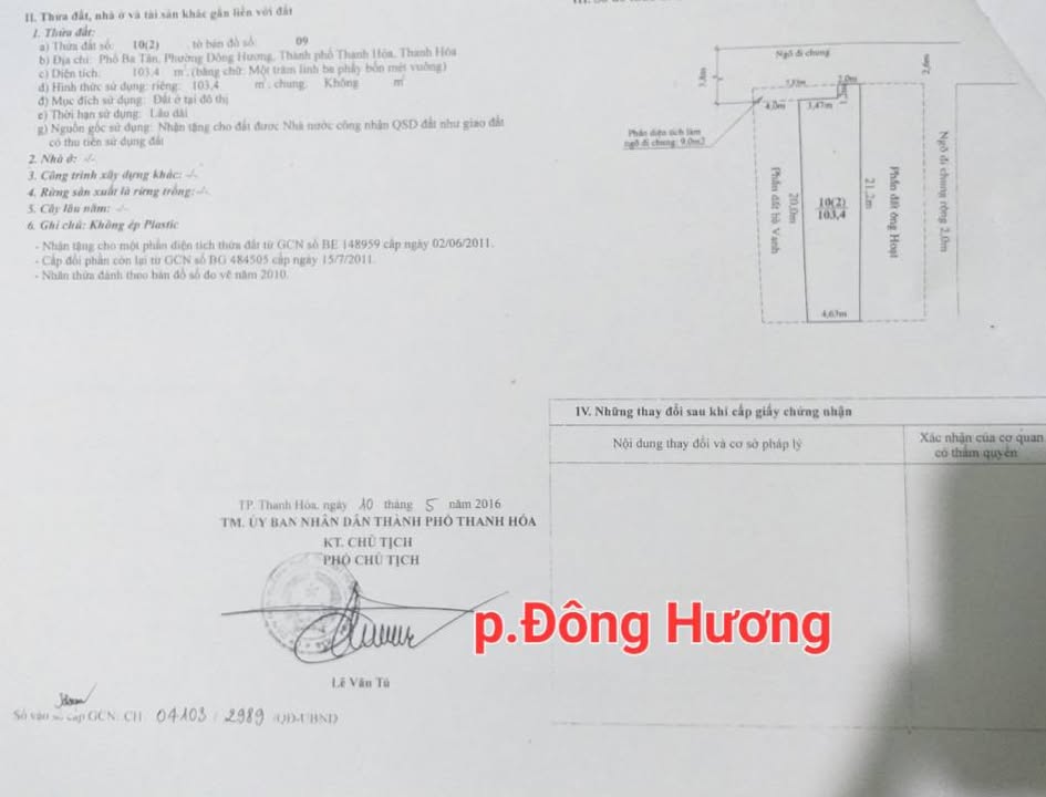 Đất nền phường Đông Hương, Thanh Hóa 103m² giá 1 tỷ - Đầu tư sinh lời ngay!