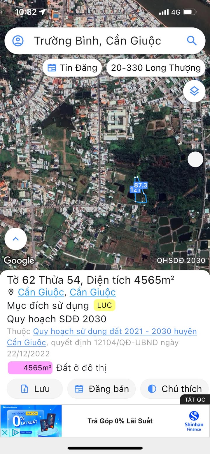 Đất lúa 4560m² tại Thị trấn Cần Giuộc - Giá 2.5 tỷ VND - Cơ hội đầu tư tuyệt vời!