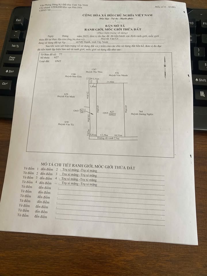 Đất thổ cư 261m² xã Mỹ Hạnh giá 670 triệu - Cơ hội đầu tư tuyệt vời!