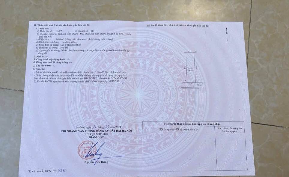 Đất nền Tái Định Cư Tiên Dược - Mai Đình, Sóc Sơn, Hà Nội 80m² - Vị trí đẹp, giá tốt cho nhà đầu tư!