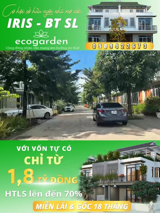 Biệt thự song lập Iris - EcoGarden Huế 150m² giá 60 tỷ - Sở hữu ngay vị trí đắc địa!