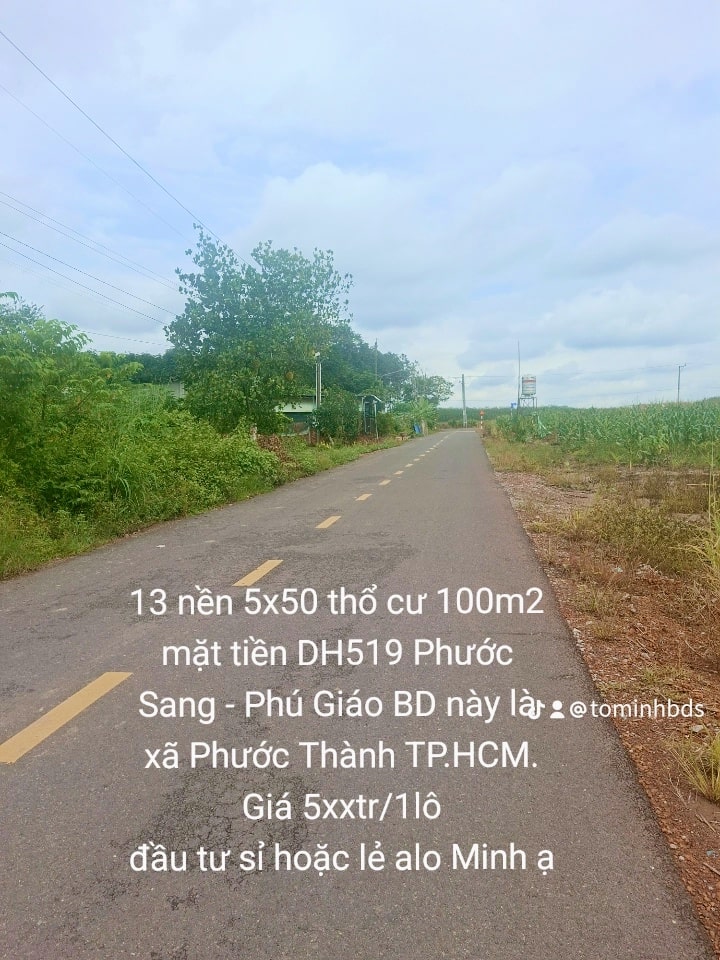 Đất nền thổ cư 100m² mặt tiền DH519, Phú Giáo, Bình Dương - Giá chỉ từ 500 triệu!