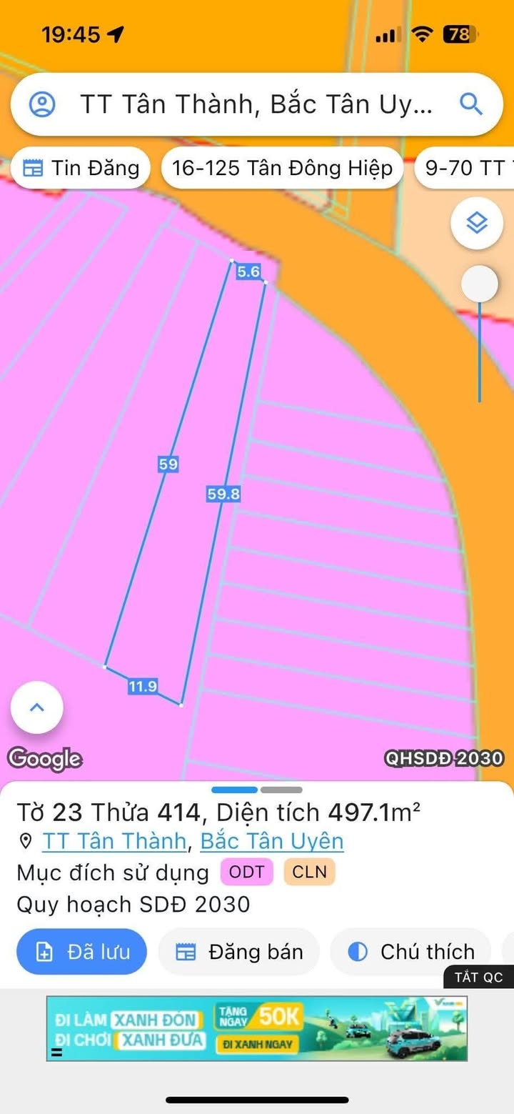 Đất nền mặt nhựa thông Tân Thành, Bắc Tân Uyên 330.4m² giá 1.3 tỷ - Cơ hội đầu tư tuyệt vời!