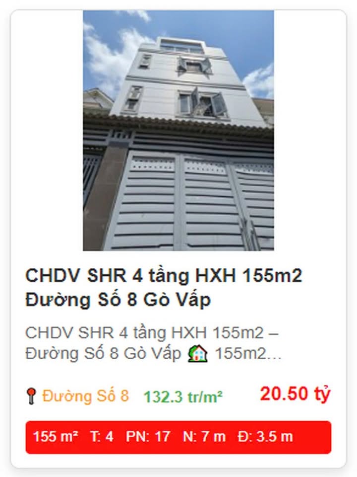 Căn hộ dịch vụ 4 tầng Gò Vấp 155m² - Thuận tiện, đầy đủ tiện ích!