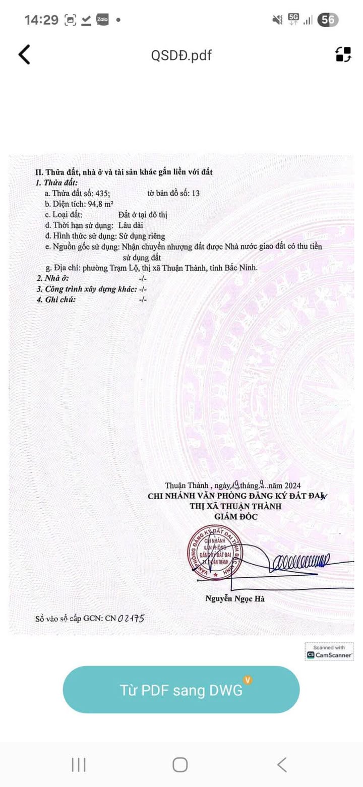 Đất nền thôn Chẹm, phường Trạm Lộ, 94.8m² - Cơ hội đầu tư sinh lời!