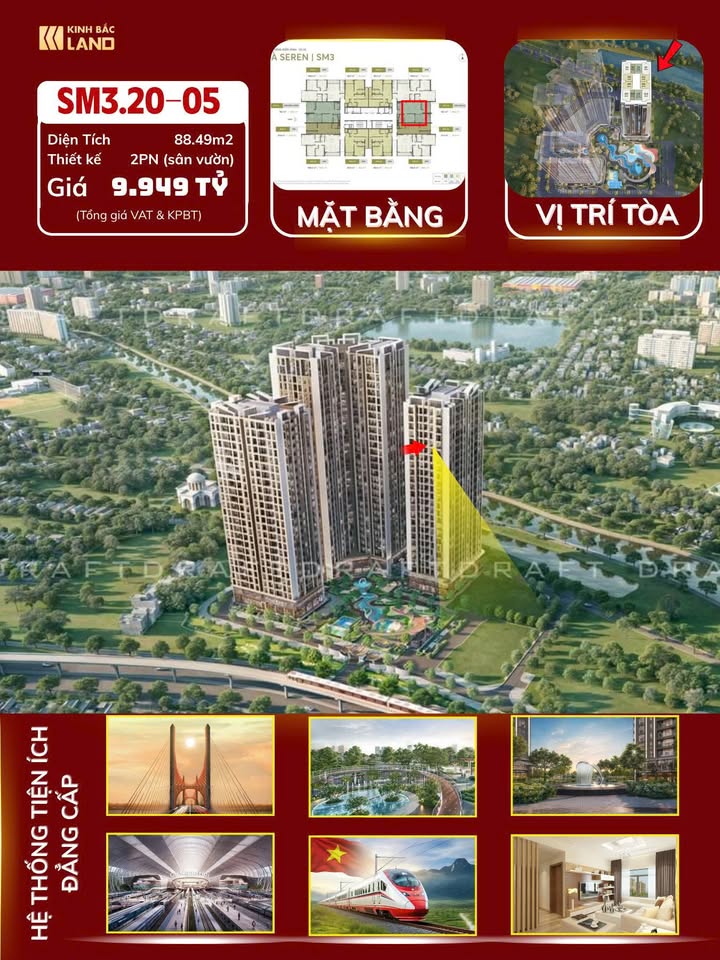 Căn hộ 2PN sân vườn Greenera Southmark 88.49m² giá 9.949 tỷ - Đẳng cấp sống xanh tại Hà Nội!