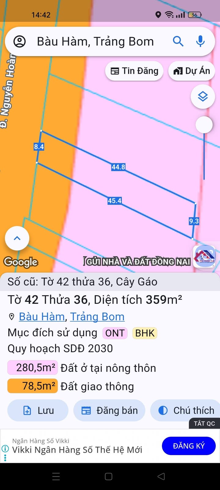 Lô đất mặt tiền đường Nguyễn Hoàng, Trảng Bom, 359m² - Đầu tư sinh lời ngay!