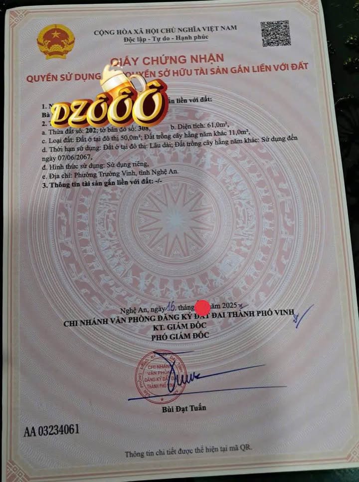 Đất Vinh Tân 61m² giá 2 tỷ - Vị trí trung tâm, tiện ích đầy đủ!