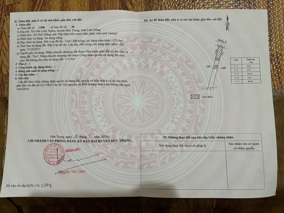 Đất chính chủ Tổ 34 Liên Nghĩa, Đức Trọng 250m² giá 1.69 tỷ - Đầu tư sinh lời!