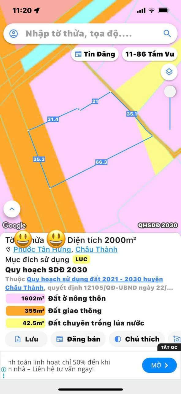 Đất nông nghiệp 4000m² mặt tiền tỉnh lộ 827A - Giá chỉ 10.4 tỷ thương lượng!