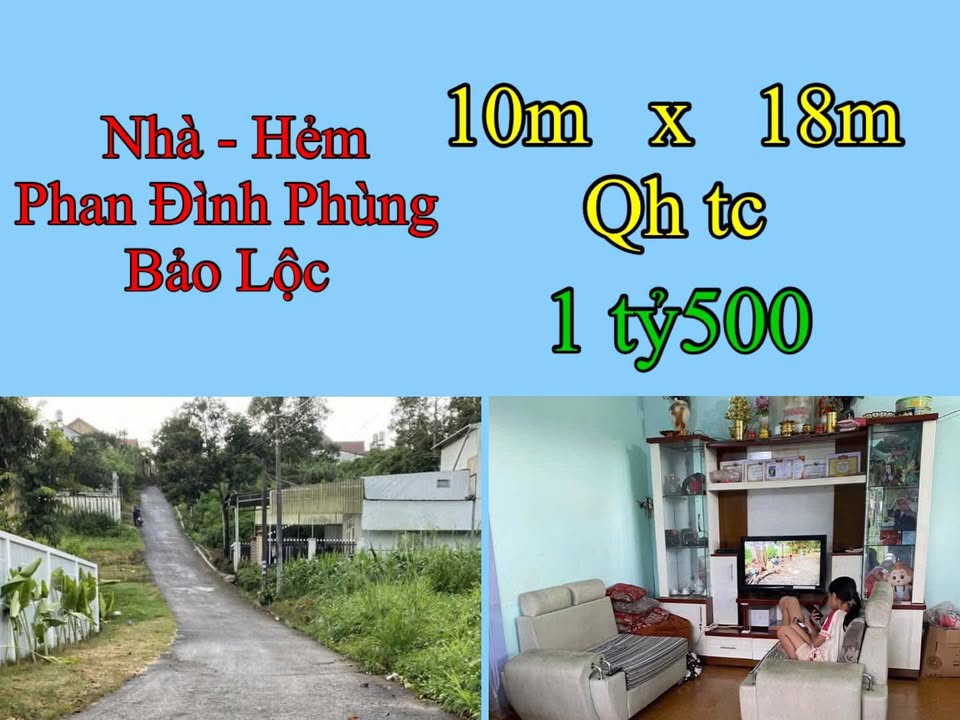 Nhà hẻm Phan Đình Phùng Bảo Lộc 180m² giá 1.5 tỷ - Kết cấu tiện nghi, sẵn sàng ở ngay!