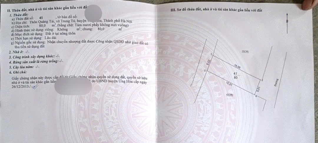 Đất thổ cư 80m² tại Thôn Quảng Tái, Ứng Hòa - Kinh doanh thuận lợi chỉ 4 tỷ!