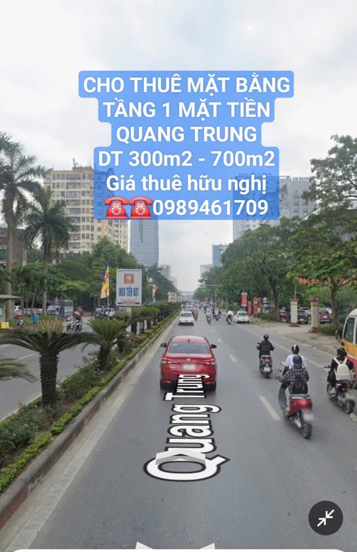 Cho thuê mặt bằng tầng 1 mặt tiền Quang Trung 500m² - Giá thuê thỏa thuận hấp dẫn!