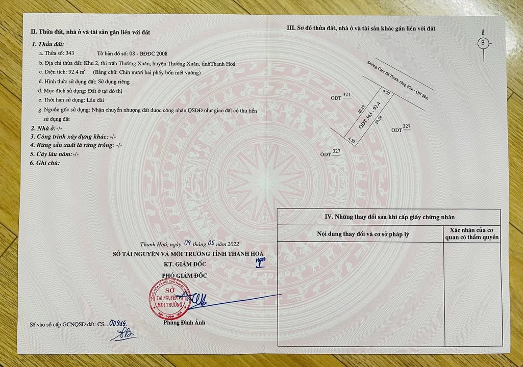 Đất trung tâm Thị Trấn Thường Xuân 94m² giá 2 tỷ - Cơ hội đầu tư không thể bỏ lỡ!